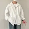 Sudadera con Capucha Estilo Americano de Doble Cremallera para Hombres y Mujeres, Chaqueta Cardigan Holgada de Hombros Caídos de Color Sólido, Estilo Perezoso de Calle, Fuente Mayorista