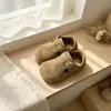 Birkenstocks Retro de Gamuza para Niñas 2026 Otoño/Invierno Nuevos Zapatos Casuales de Cuero Versátil Mezclado Zapatos Individuales de Moda para Niños