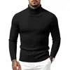Suéter Masculino de Gola Alta Outono/Inverno 2026, Suéter Pulôver Casual Elegante Simples em Tricô Trançado, Malha de Base