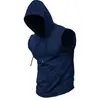 2026 Marca Independiente Verano Hombres Sin Mangas Elegante Commuter Fitness Exterior Chaleco con Capucha Color Sólido Deportivo En Stock