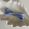 Horquilla con lazo a cuadros para el pelo, accesorio para el pelo roto, sencillo, combinable, para uso diario, en azul y rosa, para mujer.