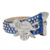 Cinturón Punk de Diamantes Completos Estilo Chica Caliente de Rhinestone Pirata Moda Rock Y2K Elementos de Tendencia Cabeza de Calavera