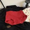 Calzones Rojos Lindos de Dibujos Animados Estilo Japonés para Mujer, de Cintura Media, Festivos de Encaje de Algodón para Boda y Año Nuevo