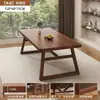 Mesa de jantar para uso doméstico, adequada para apartamentos pequenos, tampo retangular grande, ideal para imóveis de aluguel, mesa de jantar simples na cor nogueira para restaurantes