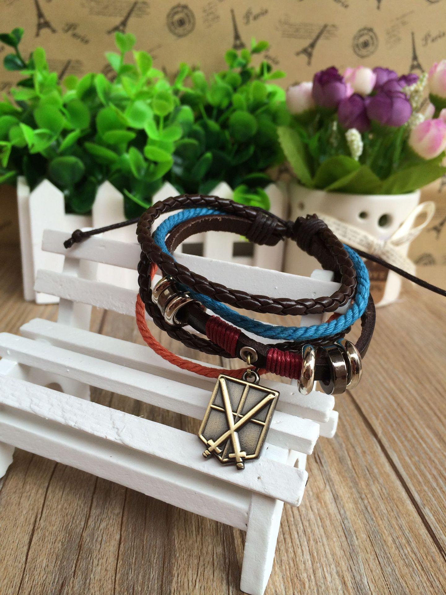 进击的巨人训练标志真皮手链