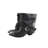 Botines western de mujer muy estilosos y versátiles, botines de tacón grueso apilado, diseño único, botines de montar con puntera afilada plisada, botines para pierna de pantalón de mujer