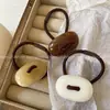Cuerda para el pelo práctica de botón combinable Anillo para el pelo de resina color toffee Cuerda para el pelo Goma para coleta alta Bola de tendón Cubre pelo Accesorios para el pelo para mujer