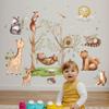 Calcomanías de Pared de Animales del Bosque de Dibujos Animados Jirafa Oso Zorro Habitación Infantil Jardín de Infancia Educación Temprana Papel Tapiz Decorativo Autoadhesivo