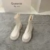 Botas Martin blancas delgadas para mujer, botines de estilo francés de verano 2023, botines cortos, botas largas de primavera, otoño, invierno, botines individuales