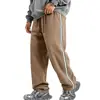 Venta al por mayor transfronteriza de Amazon de pantalones casuales holgados con cordón, bloques de color, forro polar de peso pesado para otoño e invierno para hombre