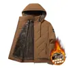 Nueva Chaqueta de Algodón Acolchada Otoño e Invierno para Hombre con Forro de Terciopelo Espeso, con Capucha, Chaqueta de Algodón para Personas de Mediana Edad y Mayores, Abrigo de Algodón con Capucha Desmontable, Parte Superior Cálida a Prueba de Viento