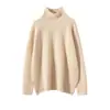 Suéter Casual Holgado de Cachemir para Mujer Otoño e Invierno, Cuello Alto Medio, Engrosado, Tejido de Punto de Cachemir Estilo Perezoso