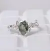 Fábrica Transfronteriza Hong Kong-Di Moda Europea y Americana Simple Musgo Verde Planta Acuática Anillo de Ágata Nicho Creativo Fresco Dulce Joyería