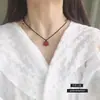 Collar de Garra de Gato de Cristal de Fresa Cadena de Clavícula de Obsidiana para Mujeres y Hombres Estilo Pareja Par de Mejores Amigos Cuerda Negra Colgante de Cristal