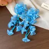 Pendientes de Borlas con Flor de Gasa de Aguja Plateada, Pendientes Dulces y Versátiles de Estilo Festivo, Pendientes Versátiles y Elegantes con un Diseño Único
