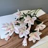 Flor de lirio soleado con sensación de mano 3D decoración de sala de estar florales de lujo ligero escenario de boda floral decoración de arreglo floral flor artificial