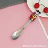 Cubiertos de dibujos animados creativos juego de dos piezas de cuchara y tenedor de acero inoxidable regalo de boda regalo de San Valentín LOGOTIPO láser