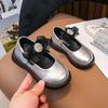 Sapatos Pequenos de Couro para Crianças 2025 Primavera & Outono Novo Estilo Coreano Brilhante Strass Laço de Renda Meninas Sapato Mary Jane Princesa