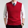 Colete de malha grossa de 340g para homens, novo modelo outono e inverno 2026, suéter masculino de cor sólida para camada base, casual de negócios para meia-idade