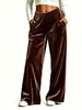 Otoño 2026 Nuevo Amazon Transfronterizo TK Pantalones Casuales de Pierna Ancha de Terciopelo Sueltos con Caída, Cintura Alta Elástica para Mujer
