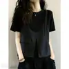 Blusas de Verão Femininas Plus Size que Cobrem a Barriga, Estilosas Tamanho Grande 2026 Novo Estilo Falso Duas Peças Lindas Camisetas de Manga Curta para Mulheres