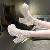 Zapatos Mary Jane de Tacón Alto para Mujer 2025 Primavera Nuevo Jk Japonés Zapatos Pequeños de Cuero con Hebilla de Punta Redonda Zapatos de Una Capa