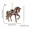 Pendente Decorativo de Cavalo Galopante Dourado Lindo Transfronteiriço Acrílico Presente de Feriado Pingente de Chaveiro de Mochila