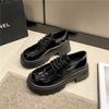 Sapatos de couro pequenos mocassins femininos 2024 primavera nova plataforma de salto grosso estilo britânico branco com cadarço para estudantes todos os sapatos individuais
