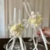 Copa de vino copa de brindis diy boda un par de copas paquete de materiales flor preservada boda creativa compromiso regalo de boda