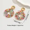 Brincos de Miçangas de Cristal Europeus e Americanos para Mulheres, Brincos Redondos Feitos à Mão, Brincos Coloridos Transfronteiriços com Tarrachas de Liga