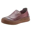 Zapatos de Cuero Genuino Lofu Temporada Primavera-Otoño 2025 de una Sola Capa para Adultos Mayores Planos Retro Zapatos de Madre Boca Profunda Antideslizantes Punta Redonda Zapatos de Mujer Hechos a Mano