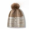 Gorro de Punto Casual de Moda Grueso Cálido con Pompón, Patrón Trenzado Bloque de Color, Nuevo para Mujer Otoño e Invierno 2026, Cachemira de Gama Alta