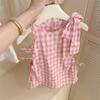 Tongxingyuan - Vestido coreano de verano para niñas, nuevo, con lazo blanco y rosa, estilo occidental