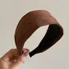 Faixa de Cabeça de Camurça de Aba Larga para Outono e Inverno, Faixa de Cabeça de Aba Larga na Cor Café de Cano Alto, Grampo de Cabelo, Acessórios de Cabelo de Alta Qualidade, Adereços de Cabeça