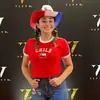 Top Corto de Verano para Mujer de Manga Corta con Bordado de Letras de Bandera Versátil Ajustado Camiseta de Manga Corta Mundial Ins