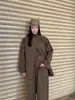 NEIHE 2026 Otoño Old Money Minimalista Mezcla de Algodón y Nailon Cuello Grande Corte Holgado Gabardina para Mujer 260291