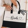Bolsa Tote Doble Blanco y Negro para Novia Color Brillante Moderna Fiesta de Despedida de Soltera Decoración de Boda Luna de Miel