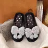 Pantuflas de Felpa para Mujer Otoño e Invierno sin Cordones con Lazo, Cómodas Pantuflas de Casa Estilo Coreano 2026
