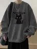 Moletom Estilo Americano Masculino 2025 Nova Marca Tendência Gato Bonito Design Solto Gola Redonda Top Casual Roupa Masculina