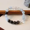 Pulsera de Cristal Obsidiana Fantasma Verde Pulsera de Cristal Natural para Mujer Azul Diseño de Alto Nivel Joyería con Cuentas de Cristal Rosa