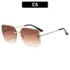 Gafas de sol sin montura con borde cortado estilo 'Hot Girl' Y2K, Moda Europea y Americana, Protección Solar para Conducir al Aire Libre, Gafas de Sol de Moda Transfronterizas para Mujer
