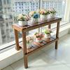 Mesa de Balcón Repisa de Ventana Ensanchada Mesa Estante para Flores de Madera Sólida Tipo Piso Pie Alto y Bajo Anticorrosión Estante de Almacenamiento de Una Capa Estante para Macetas