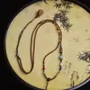 Collar de Cuerda con Cuentas de Bambú Oliva y Colgante de Cuerda Cordón para Lanyard Juguete Multi-Tesoro Tejido a Mano Cordón de Jade
