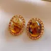 Pendientes Ovalados de Resina Color Café Maillard Aguja Plateada Otoño e Invierno Retro Versátiles Pendientes de Lujo Ligero de Alta Gama para Mujer