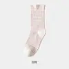 Calcetines para Mujer Zhuji, Algodón Puro, Calcetines Finos de Caña Media para Primavera y Verano, Calcetines Postparto, Calcetines Rayados, Antibacterianos, Absorbentes de Sudor, Transpirables, Resistentes al Olor, Calcetines Largos