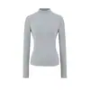 2025 Nuevo Otoño e Invierno Sencillo Color Puro Terciopelo de Doble Cara Cuello Alto Medio Camiseta Básica Ajustada Manga Larga Superior para Mujer