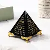 Pirámide Obsidiana Escritura Egipcia Interior Tallado Coche Adorno Feng Shui Artesanía de Cristal Pujiang