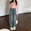 Jeans Rectos Largos Estilo Retro Americano para Mujer Nueva Colección Primavera y Otoño 2025 Cintura Alta Sueltos Adelgazantes Pierna Ancha