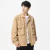 Jaqueta Masculina com Lapela Bolso Grande Primavera e Outono Nova Jaqueta Macacão Casual Masculina Casaco Bonito Versátil Solta