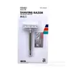 Barbeador Manual Jindari Beauty Estilo Antigo Aço Inoxidável Cabo Antiderrapante com Lâmina A2025 Embalagem Individual